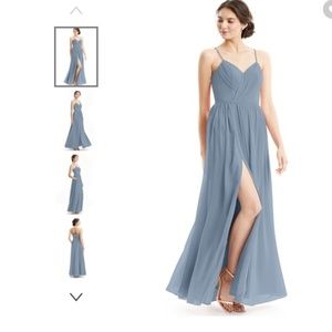 Azazie Cora Dusty Blue Size 0 Bridesmaid LIKE NEW